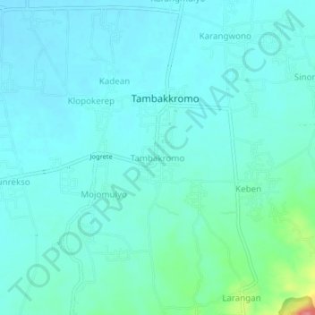 Mapa topográfico Tambakromo, altitud, relieve