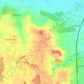 Mapa topográfico Leerßen, altitud, relieve