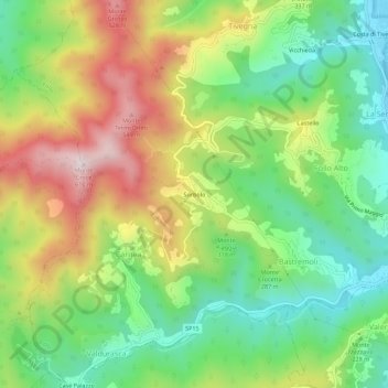 Mapa topográfico Sorbolo, altitud, relieve