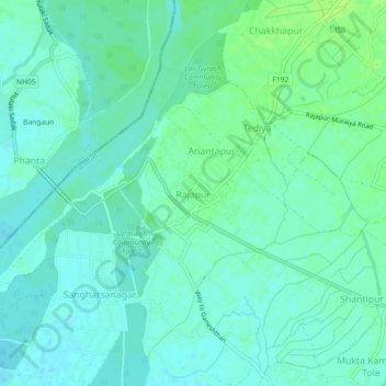 Mapa topográfico Rajapur, altitud, relieve