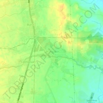 Mapa topográfico San Agustin, altitud, relieve