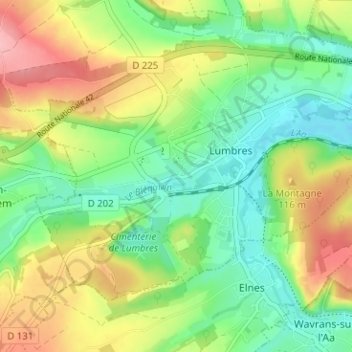 Mapa topográfico Samette, altitud, relieve