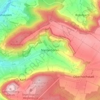 Mapa topográfico Niederhofen, altitud, relieve