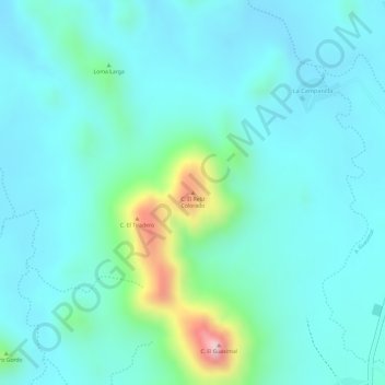 Mapa topográfico C. El Reliz Colorado, altitud, relieve