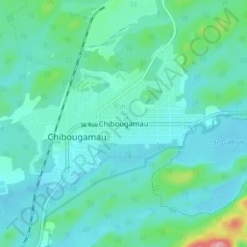 Mapa topográfico Chibougamau, altitud, relieve