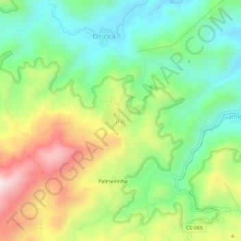 Mapa topográfico Icó, altitud, relieve