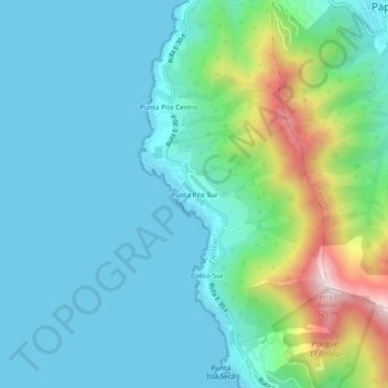 Mapa topográfico Punta Pite Sur, altitud, relieve