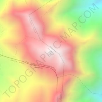 Mapa topográfico Ugsha, altitud, relieve
