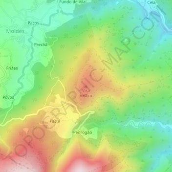 Mapa topográfico Viso, altitud, relieve