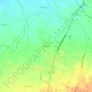 Mapa topográfico Badas, altitud, relieve