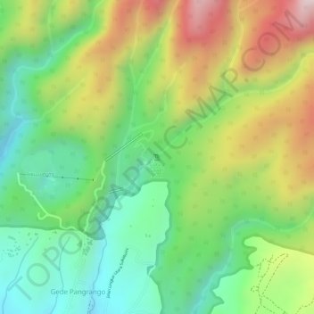 Mapa topográfico Curug Sawer, altitud, relieve