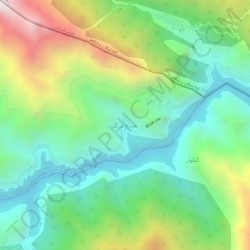 Mapa topográfico Hajij-e Bozorg, altitud, relieve