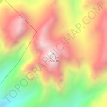 Mapa topográfico Jabal al Lawz, altitud, relieve