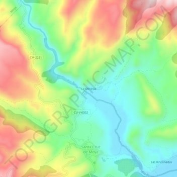 Mapa topográfico La Olmeda, altitud, relieve