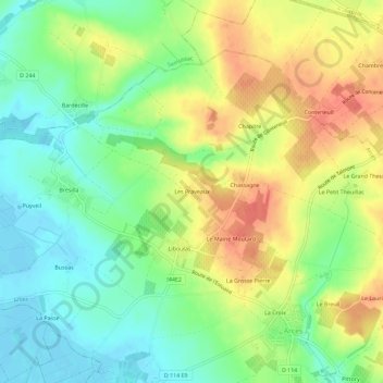 Mapa topográfico Les Praveaux, altitud, relieve