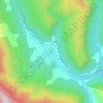 Mapa topográfico Annot, altitud, relieve