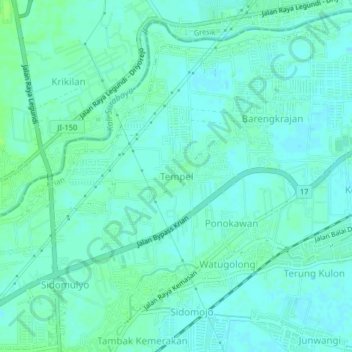Mapa topográfico Tempel, altitud, relieve