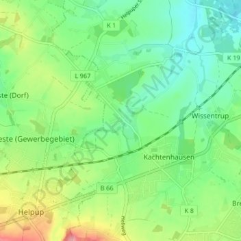 Mapa topográfico Ehlenbruch, altitud, relieve