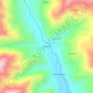 Mapa topográfico Las Piñas, altitud, relieve