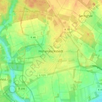 Mapa topográfico Hohenlockstedt, altitud, relieve