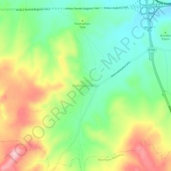 Mapa topográfico Mahmatlıbahçe, altitud, relieve