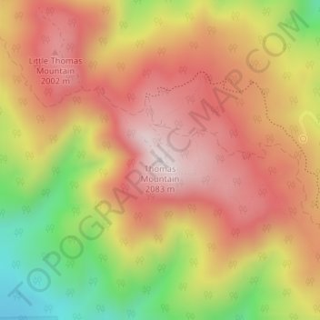 Mapa topográfico Thomas Mountain, altitud, relieve
