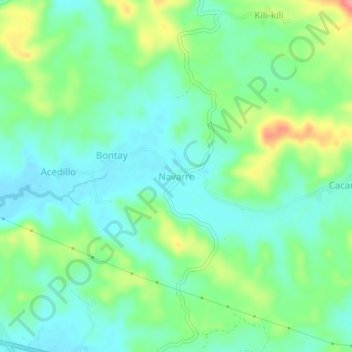 Mapa topográfico Navarro, altitud, relieve