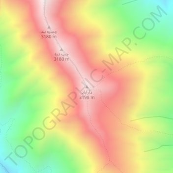 Mapa topográfico Darabad, altitud, relieve