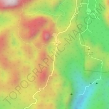Mapa topográfico Ban Ja Bo, altitud, relieve