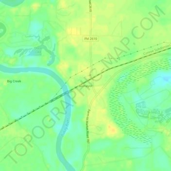 Mapa topográfico Romayor, altitud, relieve