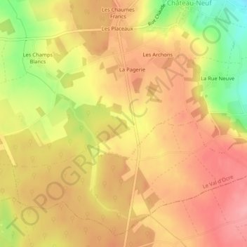 Mapa topográfico D 955, altitud, relieve