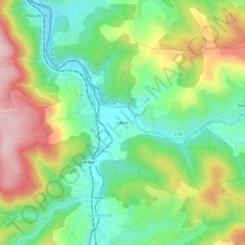 Mapa topográfico Labrot, altitud, relieve