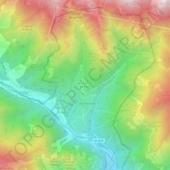 Mapa topográfico Berthemont-les-Bains, altitud, relieve