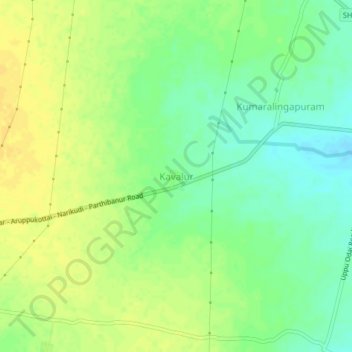 Mapa topográfico Kavalur, altitud, relieve