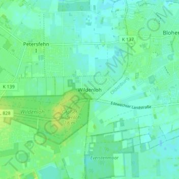 Mapa topográfico Wildenloh, altitud, relieve