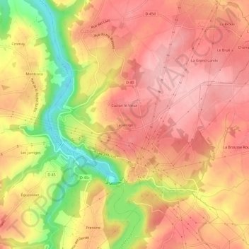 Mapa topográfico La Jarrige, altitud, relieve