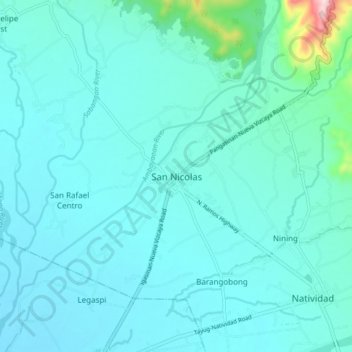 Mapa topográfico San Nicolas, altitud, relieve