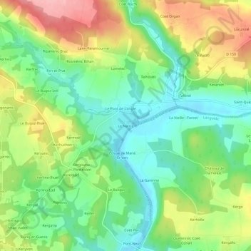 Mapa topográfico Le Nancq, altitud, relieve