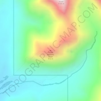 Mapa topográfico South (Middle) Sister, altitud, relieve