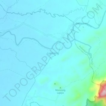 Mapa topográfico Lantang, altitud, relieve