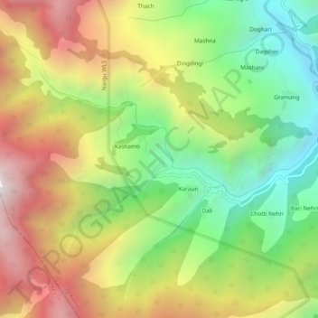 Mapa topográfico Telang, altitud, relieve