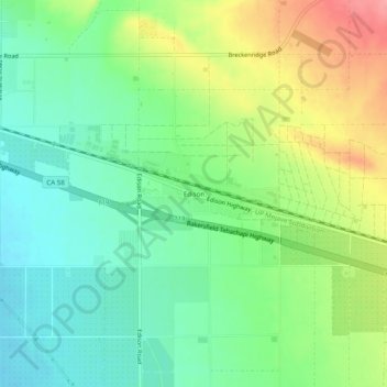 Mapa topográfico Edison, altitud, relieve