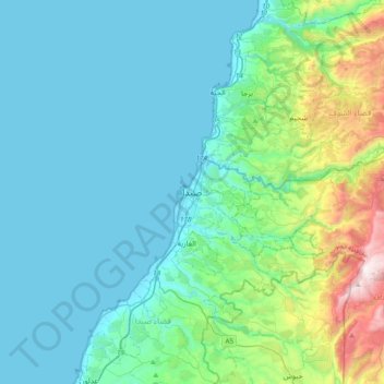 Mapa topográfico Sidon, altitud, relieve