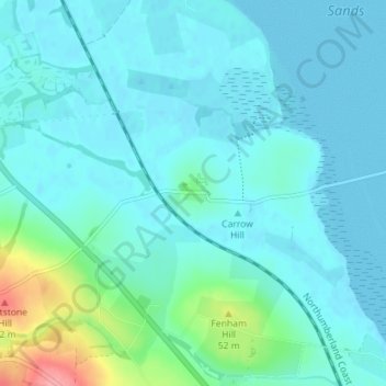 Mapa topográfico Beal, altitud, relieve