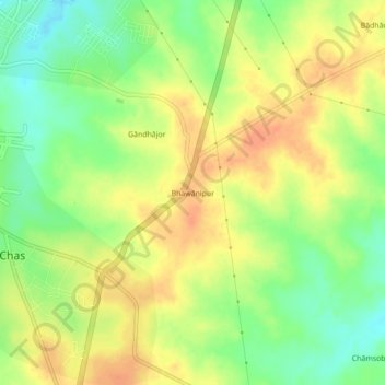 Mapa topográfico Bhawānipur, altitud, relieve