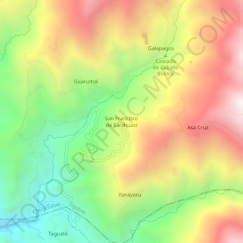 Mapa topográfico San Francisco de Sarahuasi, altitud, relieve