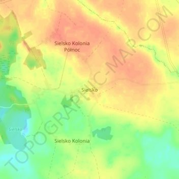 Mapa topográfico Sielsko, altitud, relieve