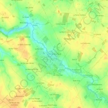 Mapa topográfico La Roche-Boursault, altitud, relieve