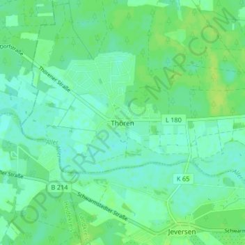 Mapa topográfico Thören, altitud, relieve