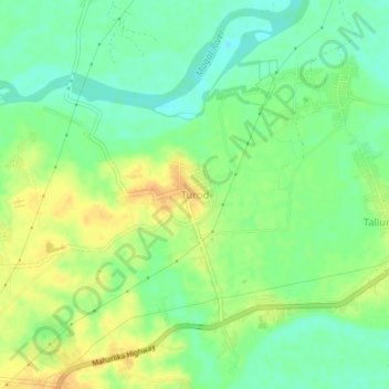Mapa topográfico Turod, altitud, relieve
